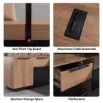 Free Shipping US Warehouse in Stock L Executive Desk Modern Office Desk with Drawers and Lateral File Cabinet for Home