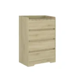 4 drawer dresser chest in minimalist wood finish with handle-free design, perfect for bedroom storage