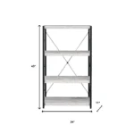HMS 43" Four Tier Etagere Bookcase Antiqued White and Black Metal with Wood Four Tier Bookshelf – base detail