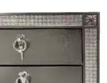 Glam Modern Nightstand with 2 Drawers, Nickel Ring Pulls and Acrylic Trim, Gray – side view