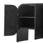 Modern Wood Sideboard Cabinet Curvy Edge 4 Doors Storage Adjustable Shelves Portable Living Room - Image 5