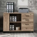 39.37 In. W Black Oak Wood 3-Drawer Lateral File Cabinet FCJ Series