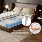 Goldoma pocket spring memory foam mattress with removable cover, medium firmness, on a bed frame