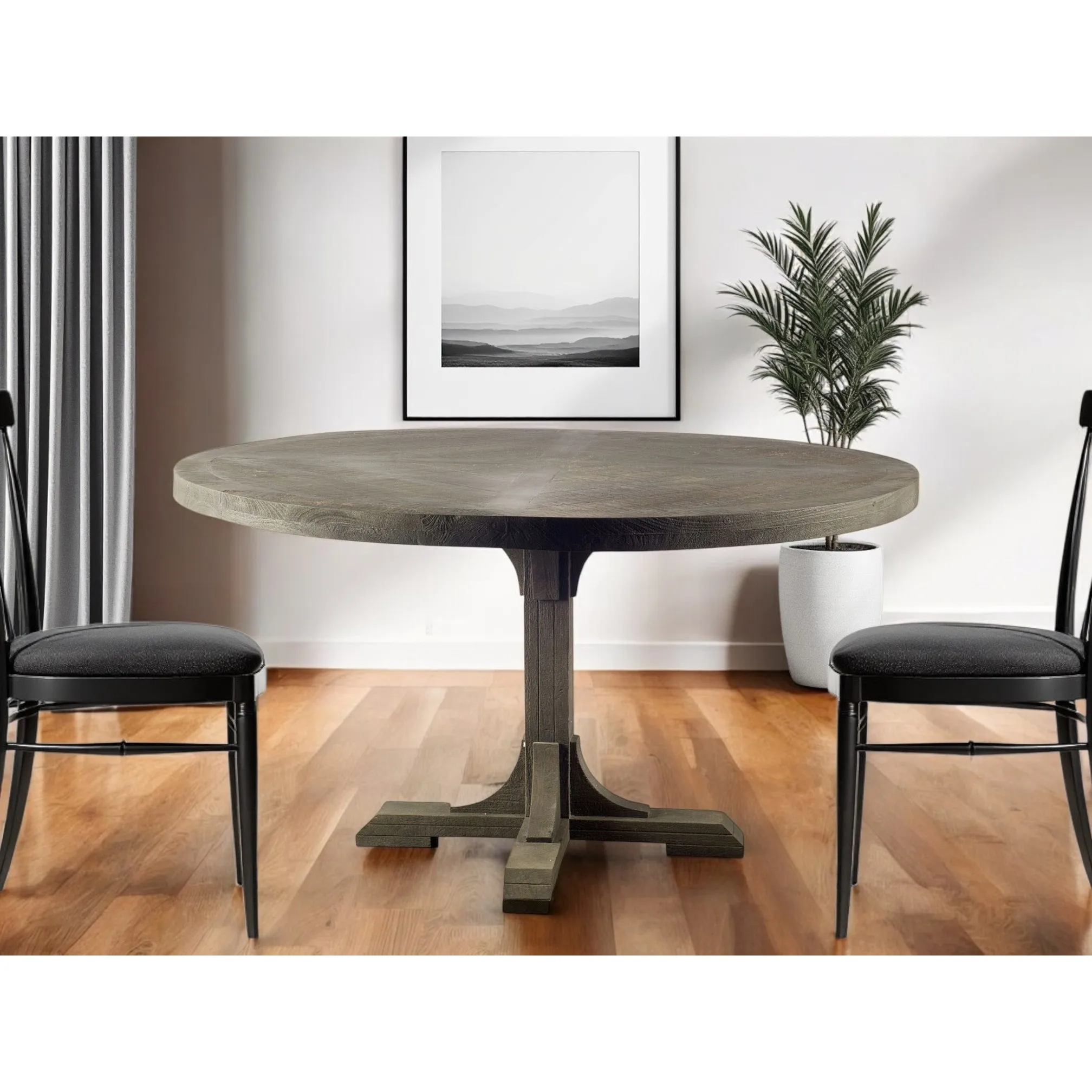 H4629d82978d548ca84b9a974ba8d55279.webp 54 inch round solid wood pedestal dining table in brown – Goldoma dining table for 4