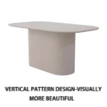 Goldoma MDF dining table in cream finish with vertical striped legs, modern eco-friendly table for 4-8 persons