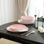 Factory Price Ready to Ship 16 Pieces Restaurant Luxury Pink Ceramic Stoneware Dinner Dinnerware Plate Sets Dinnerware Sets