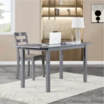 Goldoma 59 inch extendable dark gray dining table seats 4-8 with modern design