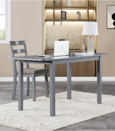 Goldoma 59 inch extendable dark gray dining table seats 4-8 with modern design