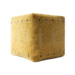 Goldoma 18" Yellow Abstract Pouf Ottoman – Square Foot Stool & Accent Seat – styled in a modern Ottomans & Benches