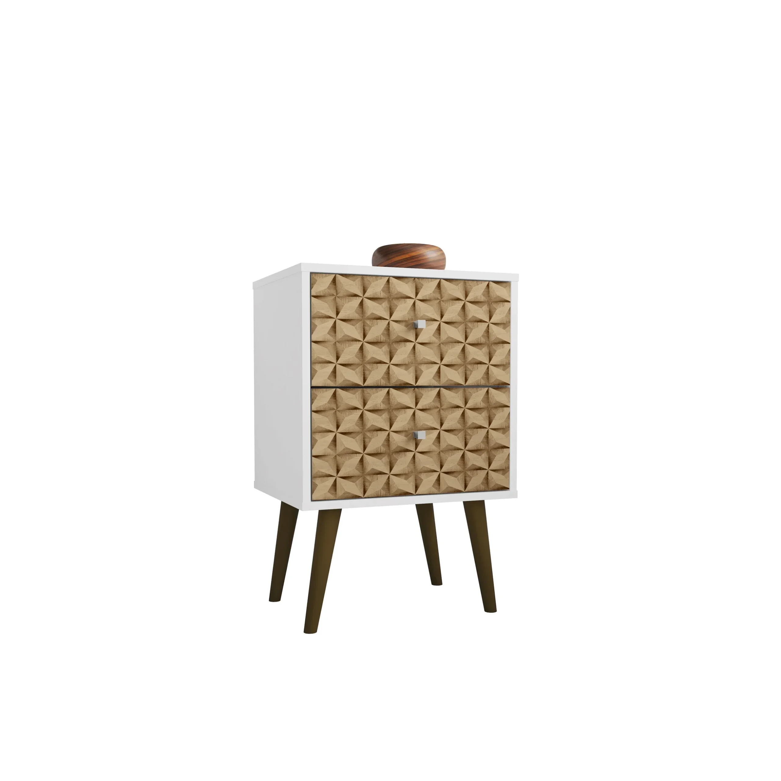 H466ec7c0074046348cd7212689ddb765H.webp Geometric wood nightstand in natural and white with carved drawers, modern style by Goldoma