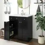 30-Inch Black Bathroom Vanity Ceramic Sink Combo Rich Storage Cabinet 2 Soft Close Doors Double Deep Drawers Unavailable
