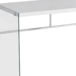 HMS 48" White and Clear Computer Desk with Drawer Ergonomic Wooden Metal Foldable Extendable for Home Office or Bedroom Use