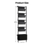 Wall Mounted Kids Bookshelf with Storage Bins 5-Tier Front Facing Ladder Book Ledge White Floating Shelf Space Saving