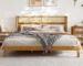 Goldoma Teak Wood Platform Bed Frame – Queen & King Size, Modern Upholstered Convertible Bed