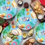 161pcs Blue Disposable Modern Dinnerware Set for Christmas Easter Valentine's Day Back School for Kids Birthday Parties Pool