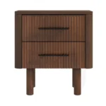 Logan mid century modern walnut nightstand with two drawers bedside table in bedroom