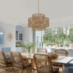 Boho Hand Woven Rattan Chandelier, UL listed Large Pendant Light for Kitchen Island Dining Room Living Room – top view