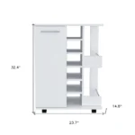 HMS White Rolling Bar Cart with Wine Storage Elegant Bar Sets - Image 6