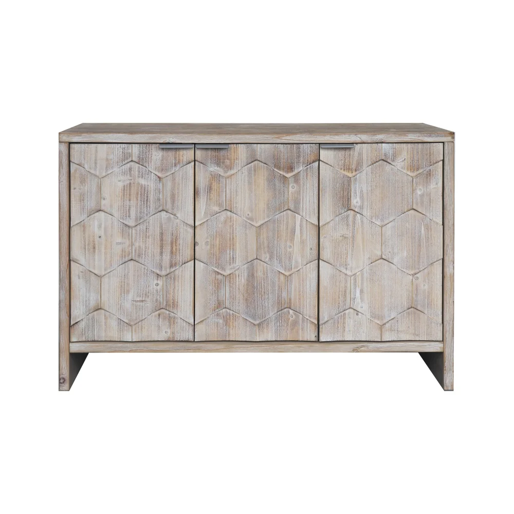 H474f3ac52ded4471bd805b007c6b72aeM.webp Accent Farmhouse Style 3 Door Wooden Cabinet Sideboard Buffet Server Cabinet Storage Cabinet, for Living Room - Image 1