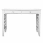 HMS 43 Minimalist White Writing Desk with Two Drawers Office Furniture for Home Bedroom or Office Building Computer Table
