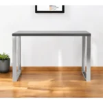 HMS 47" Gray and Silver Wood and Stainless Steel Sled Computer Desk Durable and Stylish Writing Desk