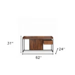 HMS 62" Simple Modern Design Brown Black Wooden Computer Desk Adjustable Laptop Table for Bedroom Home Office or Living Room