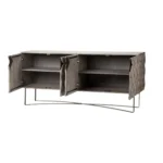 HMS 72 Teak Solid Wood Sideboard Four Doors Light Brown Luxury Modern Design for Home Farmhouse Living Room Dining Storage - Image 6