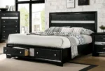 Modern king bed with storage drawers and adjustable panel headboard in bedroom