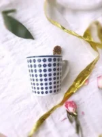 British ceramic Roland simple elegant romantic Mug European coffee tea cup office water cup underglaze color – angled view