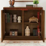 Mid Century Modern Solid Wood Fluted Hollowed Out Sideboard Cabinet 2 Outlet Holes Luxury Living Room Buffet Cabinet Storage - Image 6