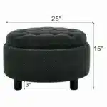 Goldoma Round Storage Ottoman with Removable Top - Modern Tufted Fabric Coffee Table Stool for Living Room – base detail