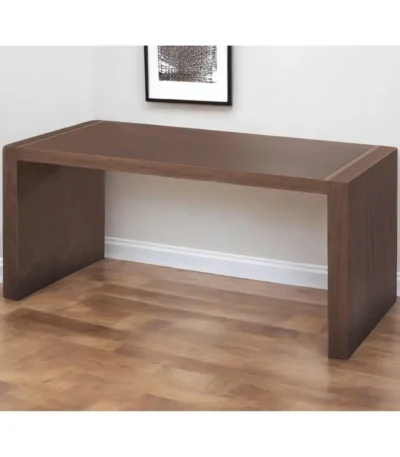 HMS 62" Portable Brown Wood Computer Desk with Drawer Foldable Design for Hotels