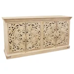 HMS 71 Modern Antiqued Beige Solid Mango Wood Sideboard Cabinet with Four Doors for Home Bar Furniture - Image 2