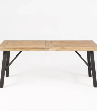 Bettina Modern Farmhouse Solid Wood Dining Table - elegant dining room centerpiece with wooden top and metal legs