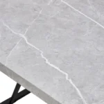 Modern 55 inch gray rectangular dining table for 4 with metal frame in dining room