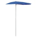 W2B VidaXL 9ft Garden Parasol Azure Blue 100% Polyester 3m Garden Umbrella with Steel Base for Courtyard 70.9 X 35.4 in
