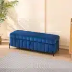 Goldoma 49.21" Wide Velvet Storage Ottoman Bench – Upholstered Footrest with Hidden Compartment for Bedroom – base detail