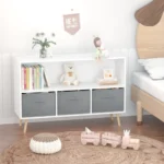 Modern FCJ Children's Bookshelf Foldable Fabric Drawers Wood Plastic Metal Cabinet for Bedroom School Dining Storage