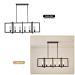 Modern 6-Light Industrial Pendant Light, Matte Black Linear Chandelier for Kitchen Island, Dining Room, Living Room, E26
