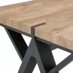 63" x 35.4" Wood-Textured MDF Dining Table with Black A-Frame Legs – top view