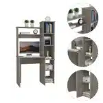 HMS 40" Light Gray Wood Computer Desk Office PC Desk Folding Extendable Features for Home Office Living Room for Bedroom Use