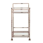 HMS Luxury Champagne Metal Mirrored Glass Rolling Bar Cart Wine Storage Serving Trolley for Dining Living Room or Any Room - Image 4