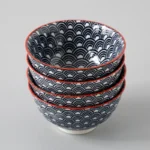 4 Pcs/set 4.5 Inch Rice Bowl Ceramic Tableware Thread Underglaze Color Support Oven and Dishwasher – styled in a modern