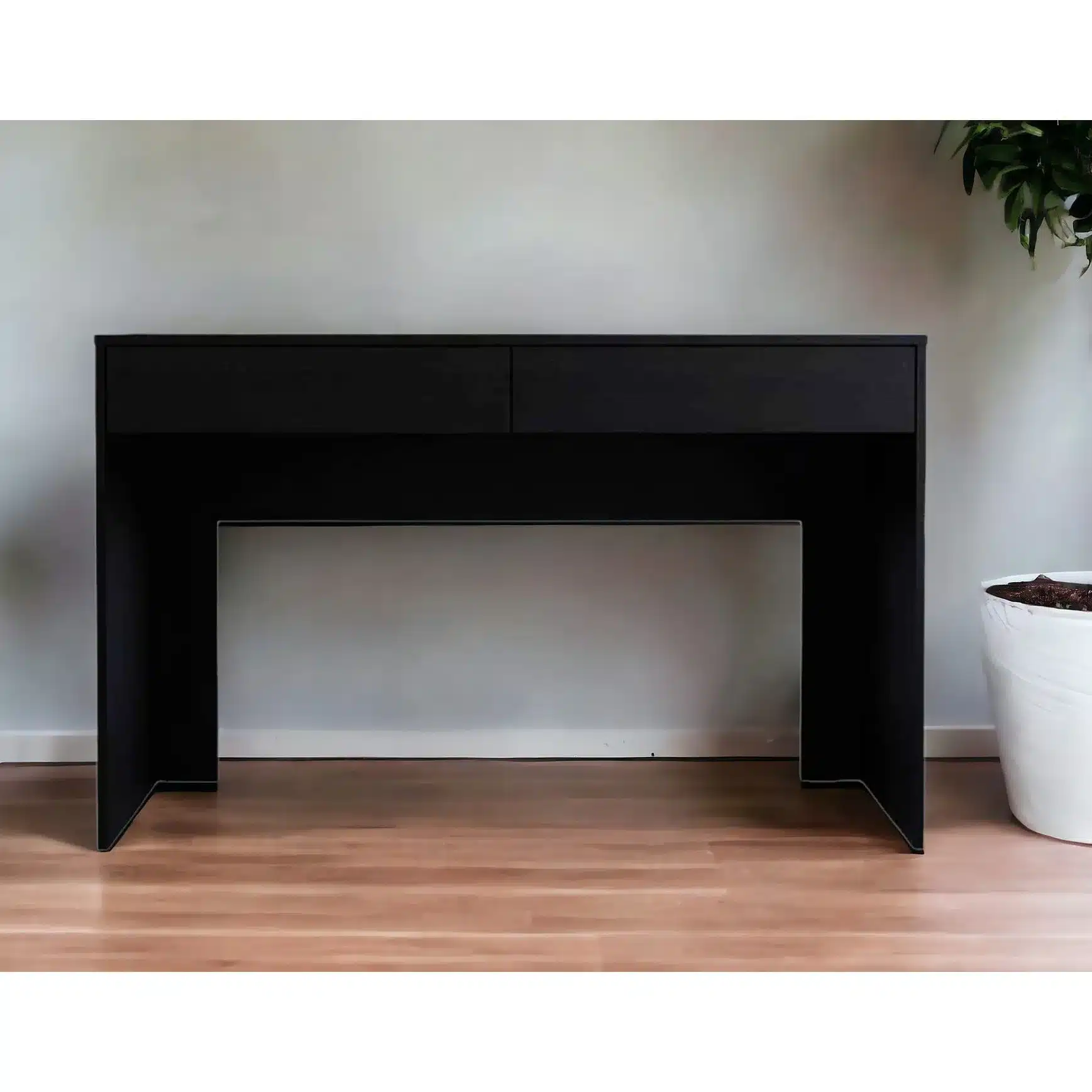 HMS 47" Simple Design Black Computer Desk Two Drawers Portable PC Desk for Home Office Living Room Featuring Storage Features