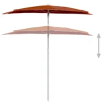W2B VidaXL Terracotta Garden Parasol 100% Polyester Fabric with Steel Base Stylish Patio Umbrella & Base – close-up