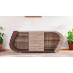 HMS Modern Antiqued Oak Walnut Multi-Tone Buffet Sideboard 3 Drawers for Home Bar Living Room Farmhouse Made Durable MDF Wood - Image 3
