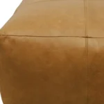 Goldoma 22 inch tan genuine leather pouf ottoman as a footrest