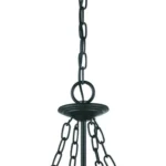 Side view of HMS Belle matte black hanging light with warm white bulbs and visible beam switch.