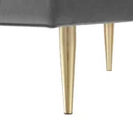 Goldoma 53 inch light gray velvet bench with gold metal frame in a bedroom setting