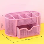 Sharkbang Large Capacity 9 Cell Metal Desk Organizer Mesh Desktop Pencil Pen Sundries Badge Holder Storage Box Stationery